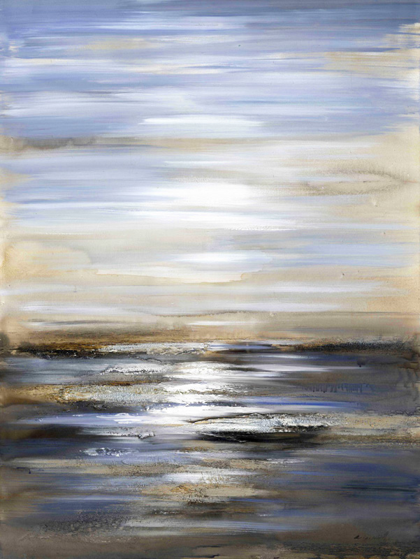 DY014 Wall décor art oil on canvas abstract blue and silver tones